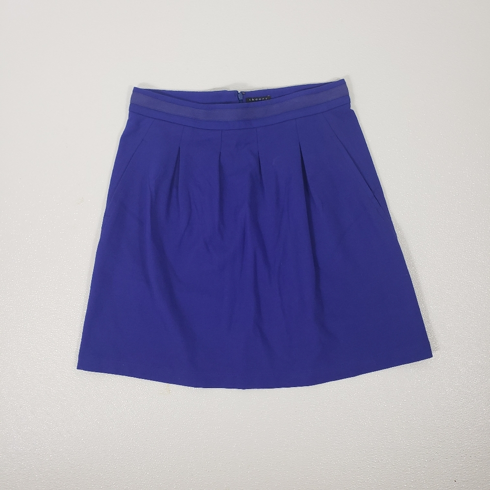 Theory Pleated A-line Skirt BLUE Sz 6